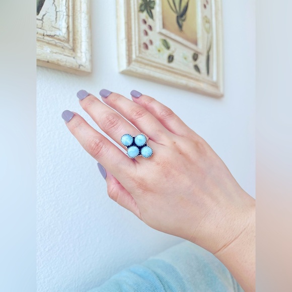 Larimar Adjustable Statement Ring in 925 Sterling Silver - Picture 7 of 9